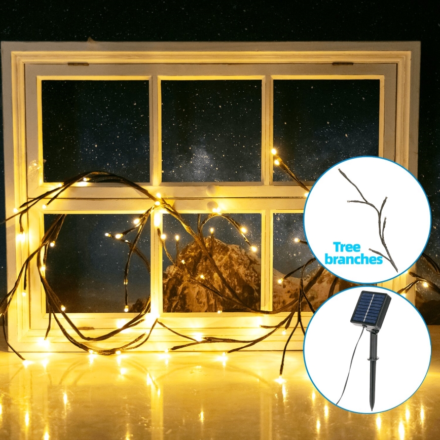 Aigostar - Ηλιακά λαμπάκια LED 72xLED/4m IP65 θερμό λευκό δέντρο κλαδιά