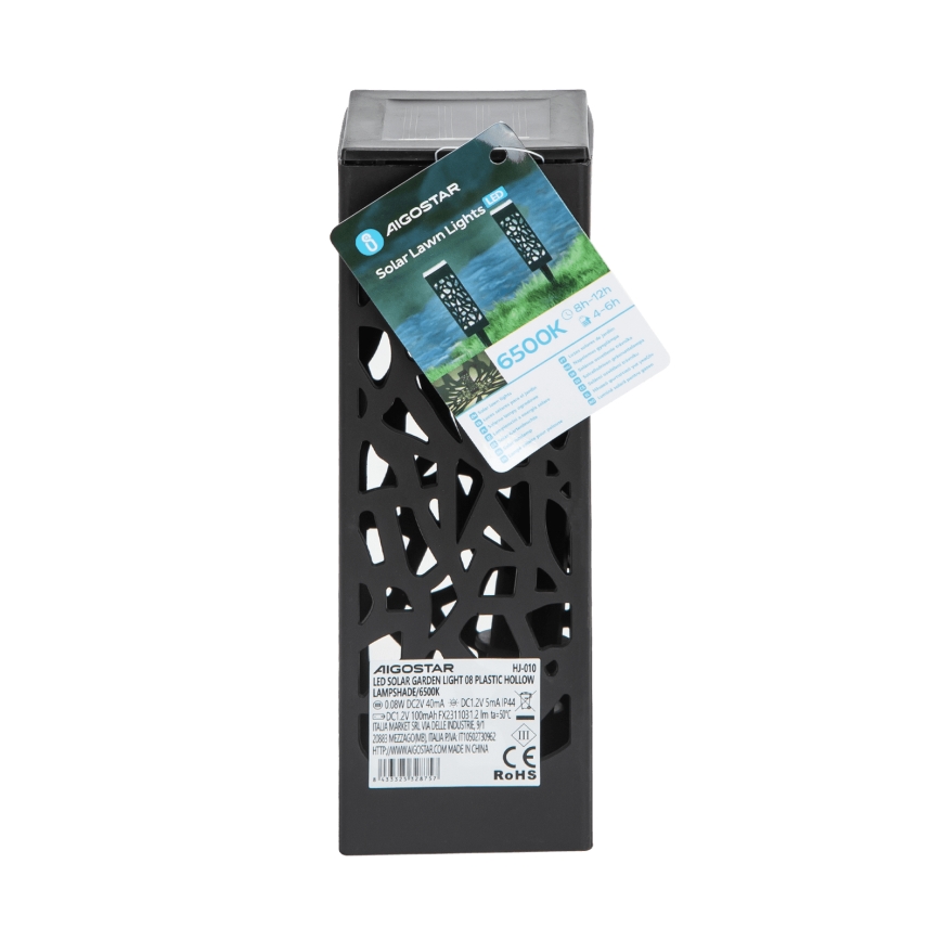 Aigostar - Ηλιακή λάμπα LED LED/0,006W/1,2V 28,5cm μαύρο 100 mAh 6500K  IP44