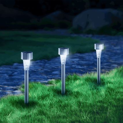 Aigostar - Ηλιακή λάμπα LED LED/0,006W/1,2V 40 mAh 29,5 cm ματ χρώμιο 6500K IP44