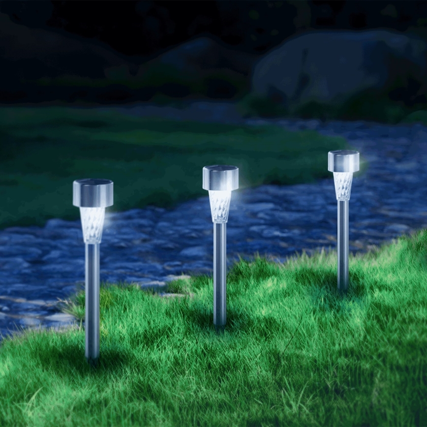 Aigostar - Ηλιακή λάμπα LED LED/0,006W/1,2V 40 mAh 29,5 cm ματ χρώμιο 6500K IP44