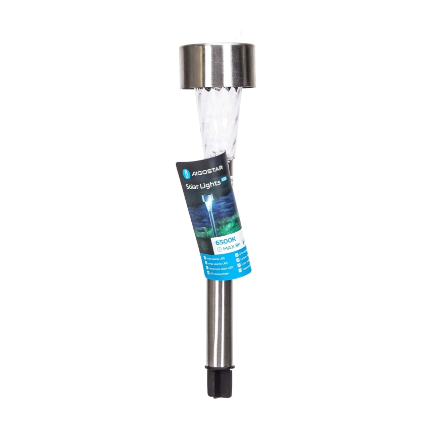 Aigostar - Ηλιακή λάμπα LED LED/0,006W/1,2V 40 mAh 29,5 cm ματ χρώμιο 6500K IP44