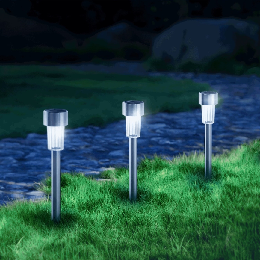 Aigostar - Ηλιακή λάμπα LED LED/0,006W/1,2V 29,5 cm 40 mAh ματ χρώμιο 6500K IP44