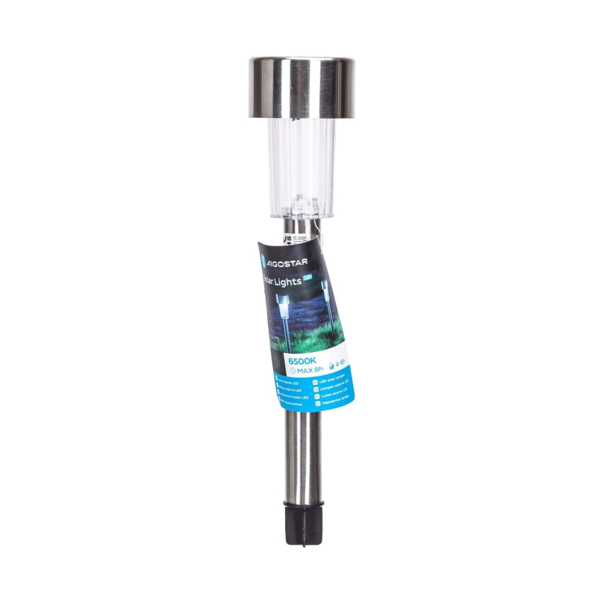 Aigostar - Ηλιακή λάμπα LED LED/0,006W/1,2V 29,5 cm 40 mAh ματ χρώμιο 6500K IP44