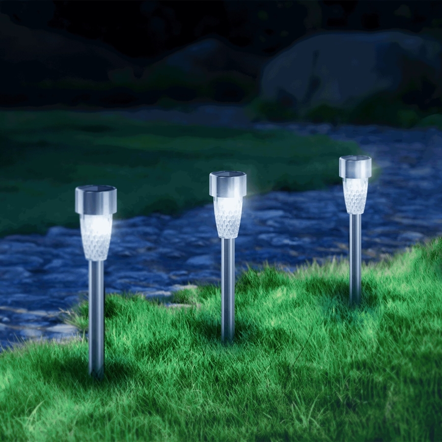 Aigostar - Ηλιακή λάμπα LED LED/0,006W/1,2V 40 mAh 29,7 cm ματ χρώμιο 6500K IP44
