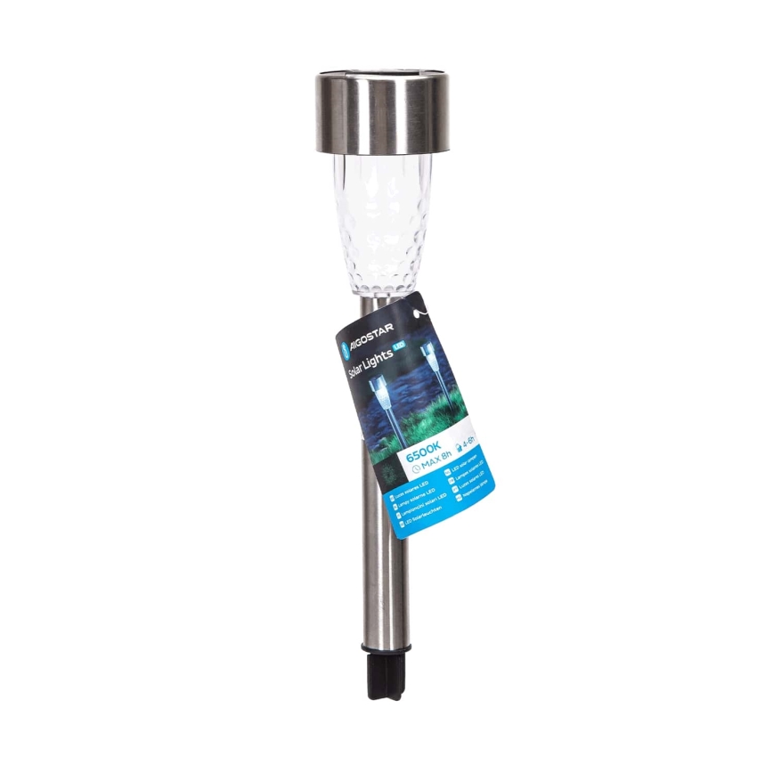 Aigostar - Ηλιακή λάμπα LED LED/0,006W/1,2V 40 mAh 29,7 cm ματ χρώμιο 6500K IP44