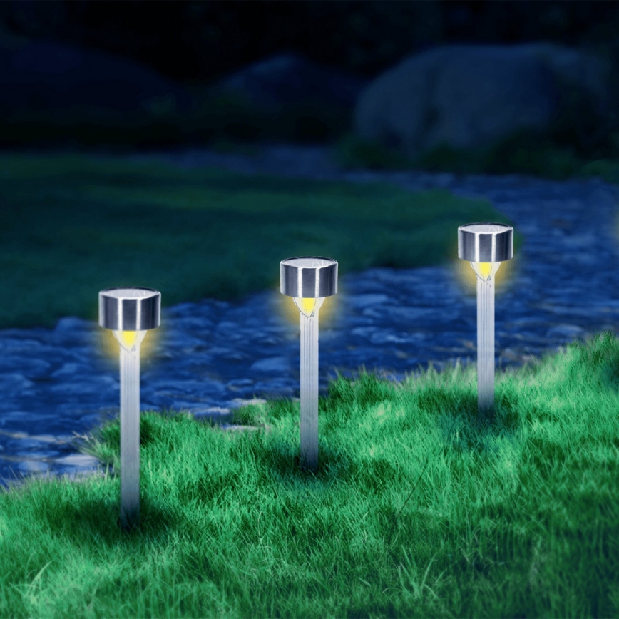 Aigostar - Ηλιακή λάμπα LED LED/0,006W/1,2V 32cm ματ χρώμιο 200 mAh 2700K IP44