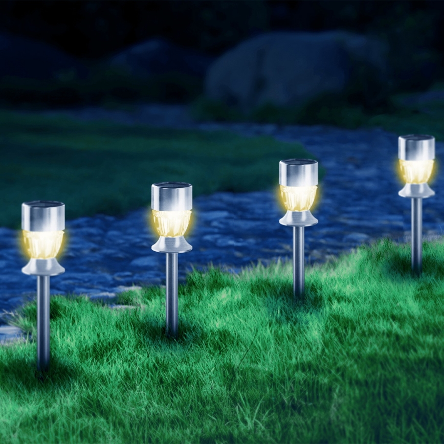 Aigostar - Ηλιακή λάμπα LED LED/0,006W/1,2V 35,5cm ματ χρώμιο 2700K IP44 100 mAh