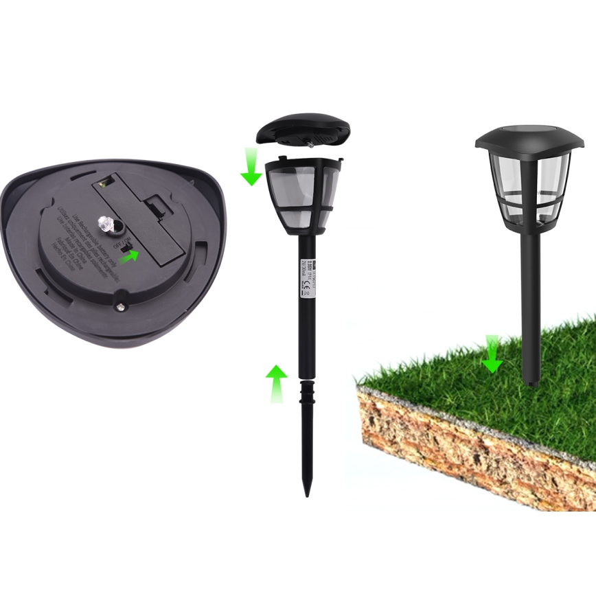 Aigostar - Ηλιακή λάμπα LED LED/0,06W/2V 100 mAh 33,8 cm 6500K IP44 μαύρο