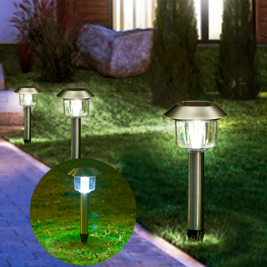 Aigostar - Ηλιακή λάμπα LED LED/0,08W/2V 36,6 cm 3000K IP44 ματ χρώμιο