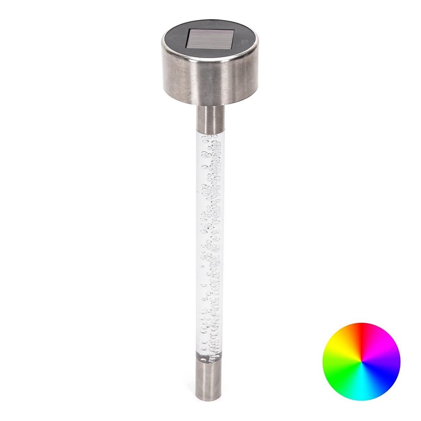 Aigostar - Ηλιακή λάμπα LED RGB LED/0,006W/1,2V 40 mAh 36,7cm ματ χρώμιο IP44