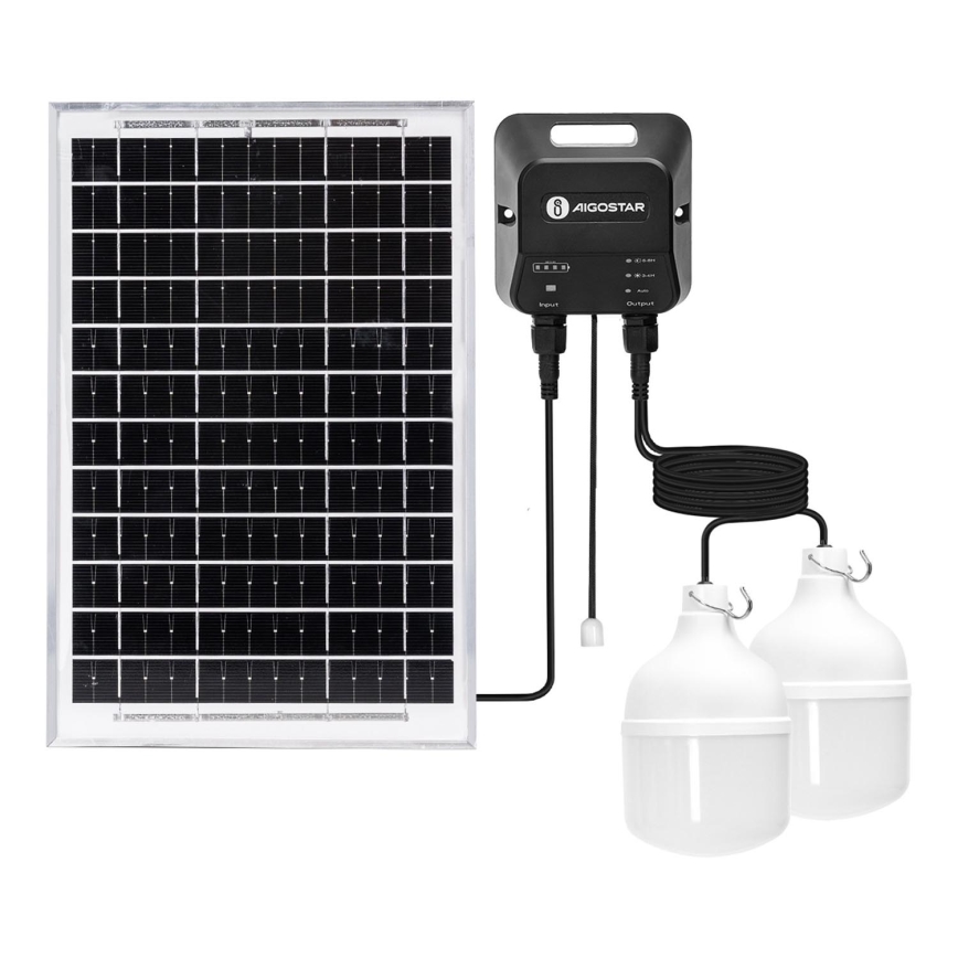 Aigostar - Ηλιακό κρεμαστό φωτιστικό LED 2xLED/35W/12V 6000 mAh 6500K διάμετρος 10 cm + τηλεχειριστήριο
