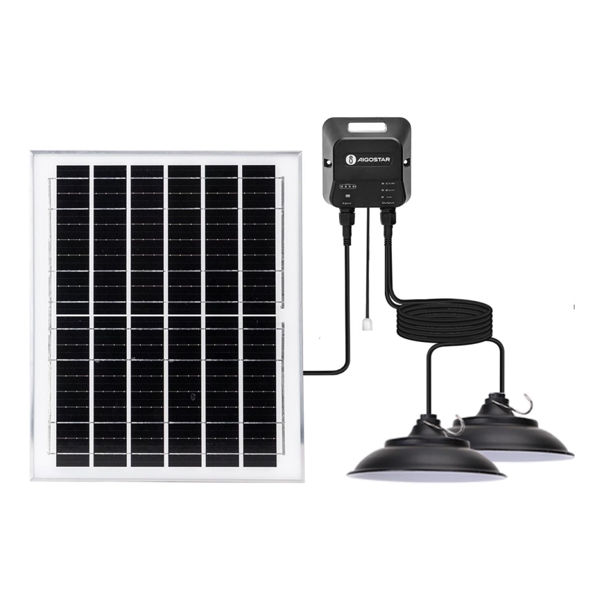 Aigostar - Ηλιακό κρεμαστό φωτιστικό LED 2xLED/70W/12V 12000 mAh 6500K διάμετρος 23,5 cm + τηλεχειριστήριο