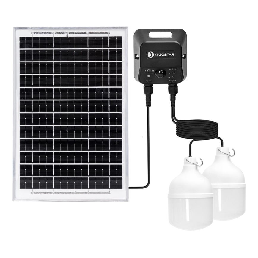 Aigostar - Ηλιακό κρεμαστό φωτιστικό LED με αισθητήρα 2xLED/35W/12V 6000 mAh 6500K διάμετρος 10 cm + τηλεχειριστήριο