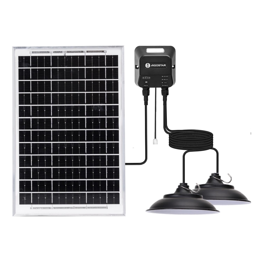 Aigostar - Ηλιακό κρεμαστό φωτιστικό LED με αισθητήρα 2xLED/35W/12V 6000 mAh 6500K διάμετρος 15 cm + τηλεχειριστήριο