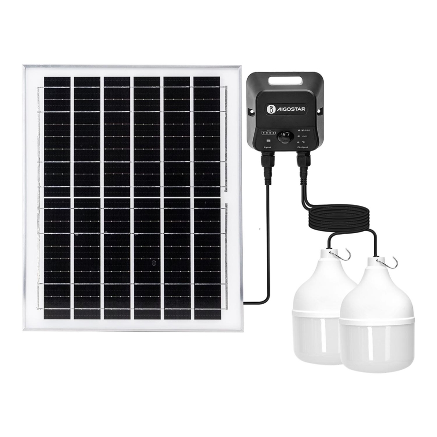 Aigostar - Ηλιακό κρεμαστό φωτιστικό LED με αισθητήρα 2xLED/70W/12V 12000 mAh 6500K διάμετρος 12 cm + τηλεχειριστήριο