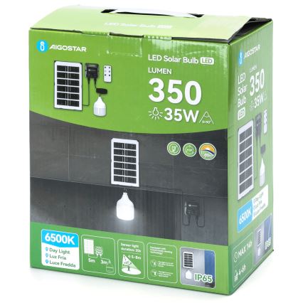 Aigostar - Ηλιακό κρεμαστό φωτιστικό LED με αισθητήρα LED/35W/12V 3000 mAh 6500K διάμετρος 10 cm + τηλεχειριστήριο
