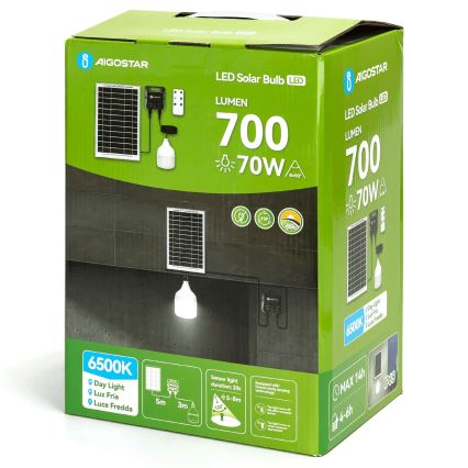 Aigostar - Ηλιακό κρεμαστό φωτιστικό LED με αισθητήρα LED/70W/12V 6000 mAh 6500K διάμετρος 12 cm + τηλεχειριστήριο