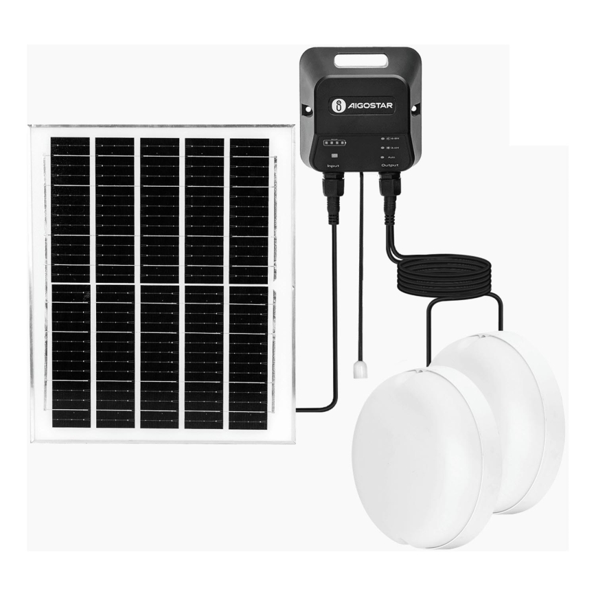 Aigostar - Ηλιακό φωτιστικό LED 2xLED/70W/12V 12000 mAh 6500K διάμετρος 20,5 cm + τηλεχειριστήριο