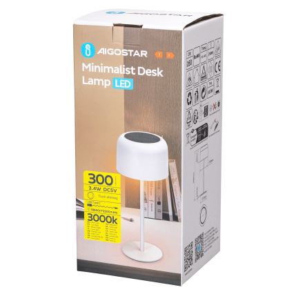 Aigostar - Ηλιακό φωτιστικό LED dimmable επαναφορτιζόμενο LED / 3W / 5V 2200mAh λευκό IP54