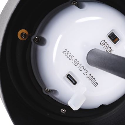 Aigostar - Ηλιακό φωτιστικό LED dimmable επαναφορτιζόμενο LED / 3W / 5V 2200mAh μαύρο IP54
