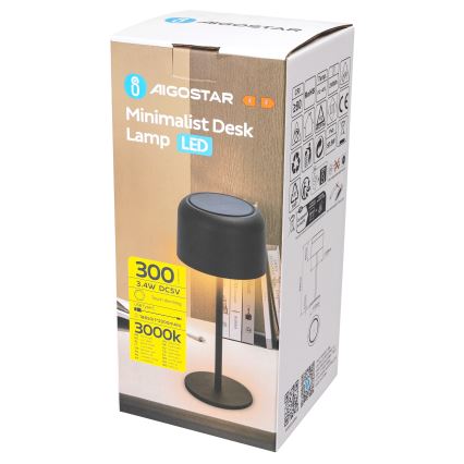 Aigostar - Ηλιακό φωτιστικό LED dimmable επαναφορτιζόμενο LED / 3W / 5V 2200mAh μαύρο IP54
