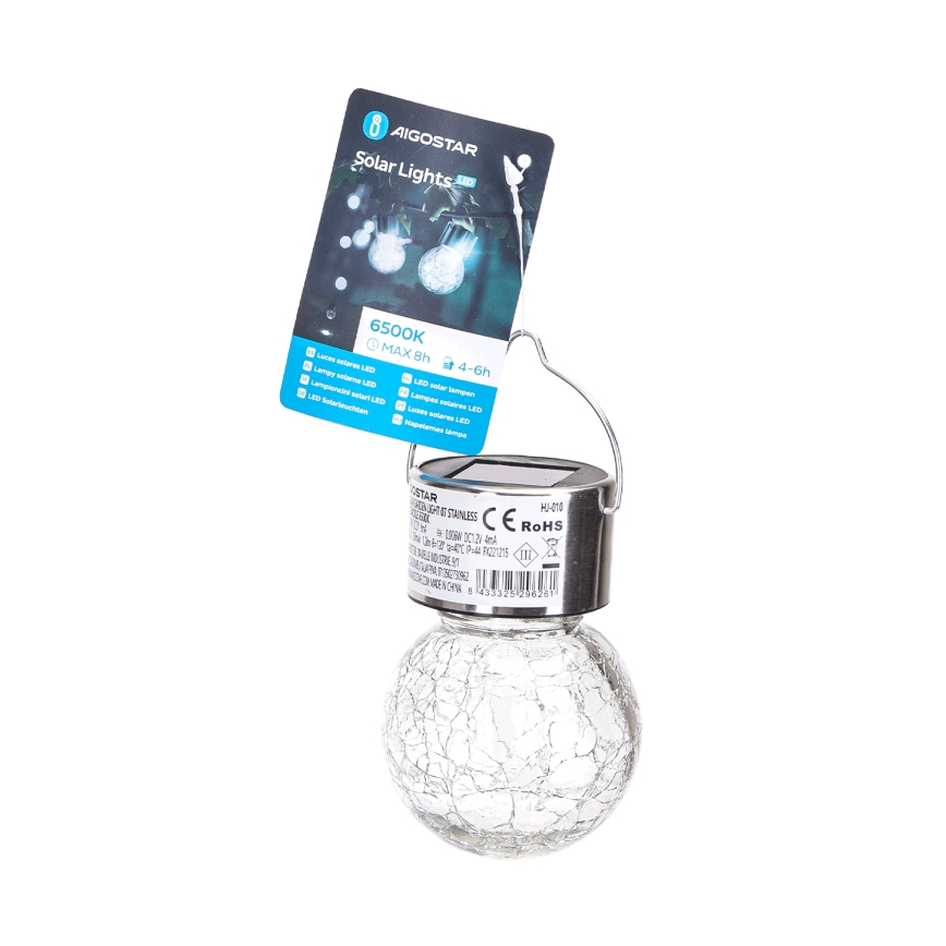 Aigostar - Ηλιακό φωτιστικό LED LED/0,006W/1,2V διάμετρος 6 cm 100 mAh 6500K IP44