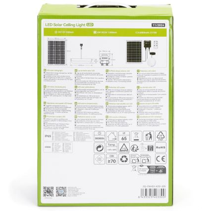Aigostar - Ηλιακό φωτιστικό LED LED/70W/12V 6000 mAh 6500K διάμετρος 20,5 cm + τηλεχειριστήριο