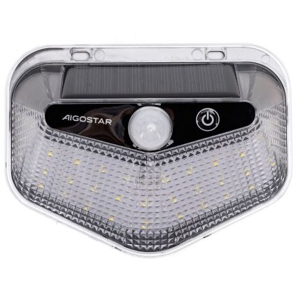 Aigostar - Ηλιακό φωτιστικό LED με αισθητήρα LED/3,7V 6500K 500 mAh IP65 μαύρο