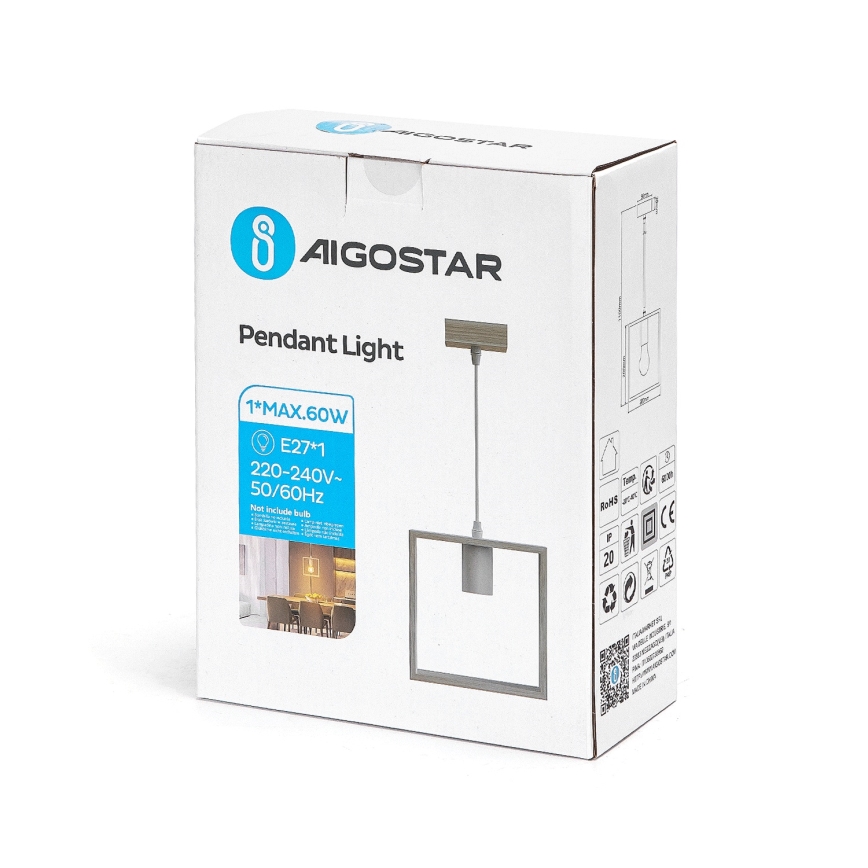 Aigostar - Κρεμαστό φωτιστικό με καλώδιο 1xE27/60W/230V μπεζ