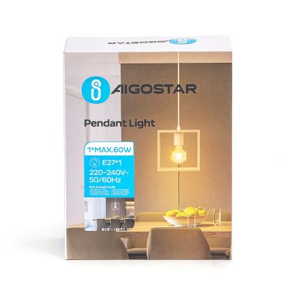 Aigostar - Κρεμαστό φωτιστικό με καλώδιο 1xE27/60W/230V μπεζ