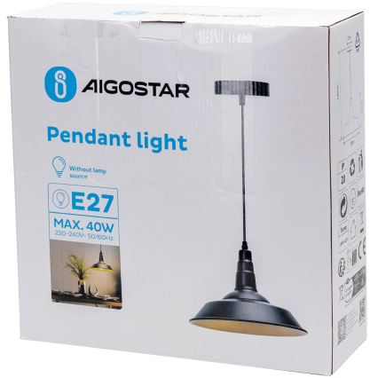 Aigostar -  Κρεμαστό φωτιστικό οροφής  1xE27/60W/230V μαύρο