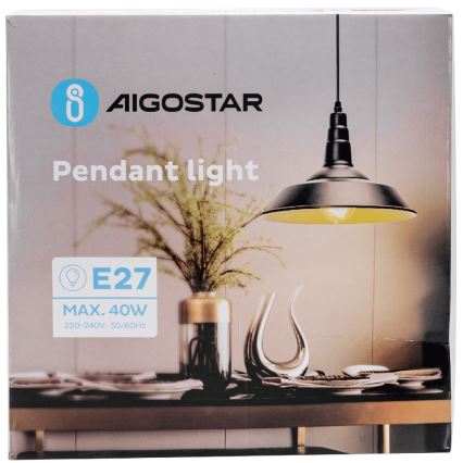 Aigostar -  Κρεμαστό φωτιστικό οροφής  1xE27/60W/230V μαύρο