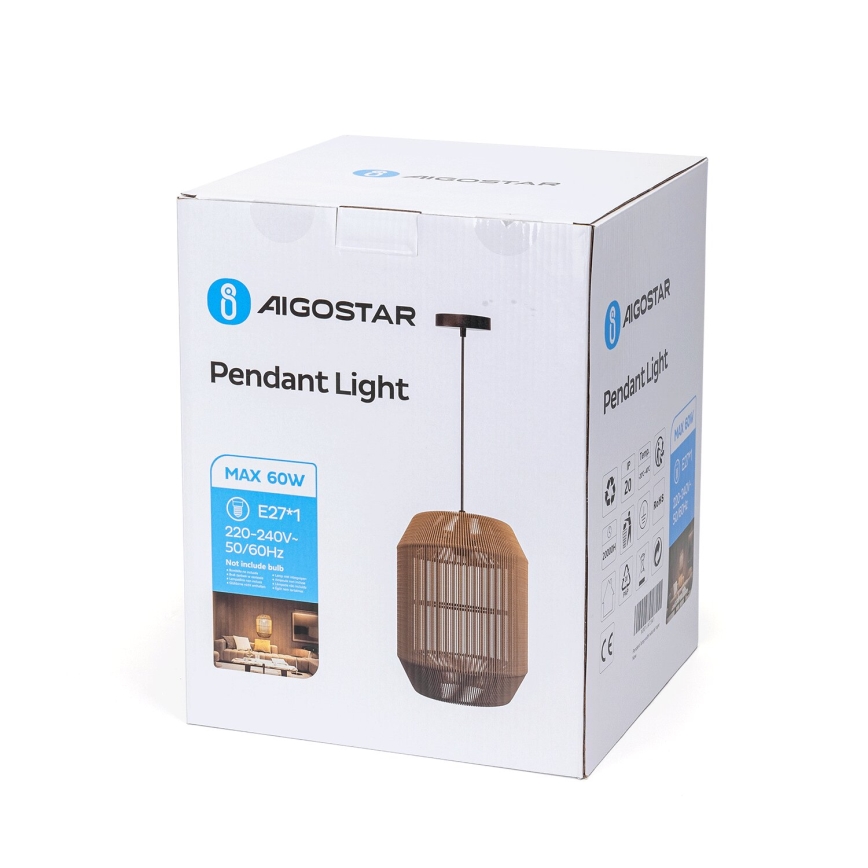 Aigostar - Κρεμαστό φωτιστικό οροφής 1xE27/60W/230V μπεζ