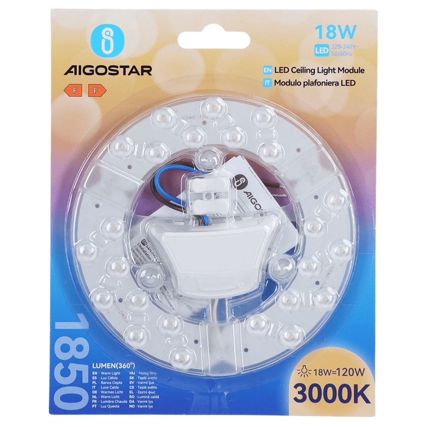 Aigostar - Μαγνητική μονάδα LED 18W, 230V, 3000K