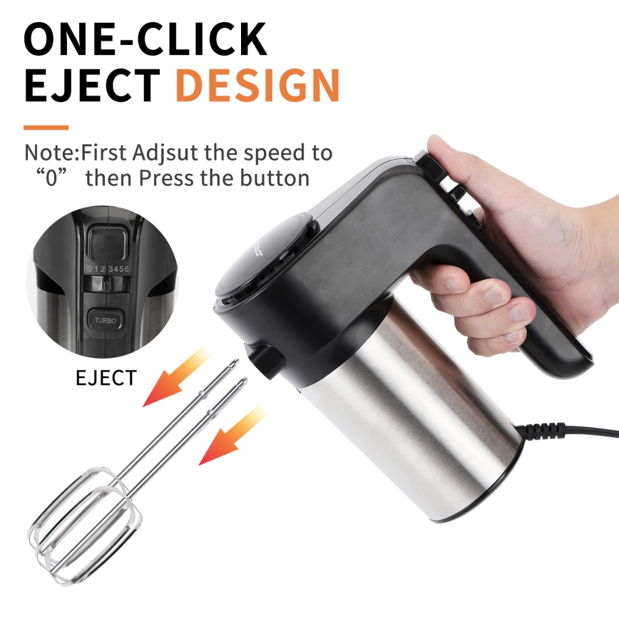 Aigostar - Μίξερ χειρός 300W/230V μαύρο/ματ χρώμιο