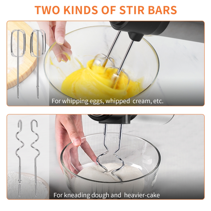 Aigostar - Μίξερ χειρός 300W/230V μαύρο/ματ χρώμιο