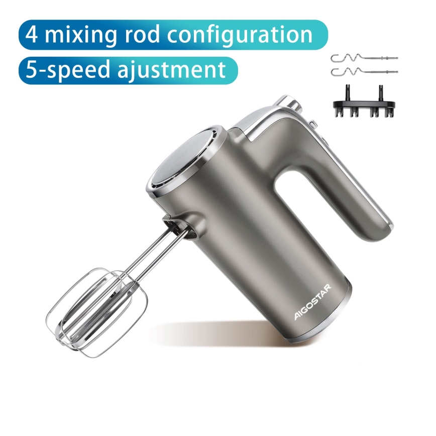 Aigostar - Μίξερ χειρός 400W/230V γκρι/ματ χρώμιο