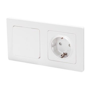 Aigostar - Μονός διακόπτης αρ. 1 και πρίζα SCHUKO 250V με λευκό πλαίσιο