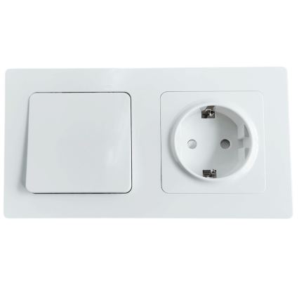 Aigostar - Μονός διακόπτης αρ. 1 και πρίζα SCHUKO 250V με λευκό πλαίσιο