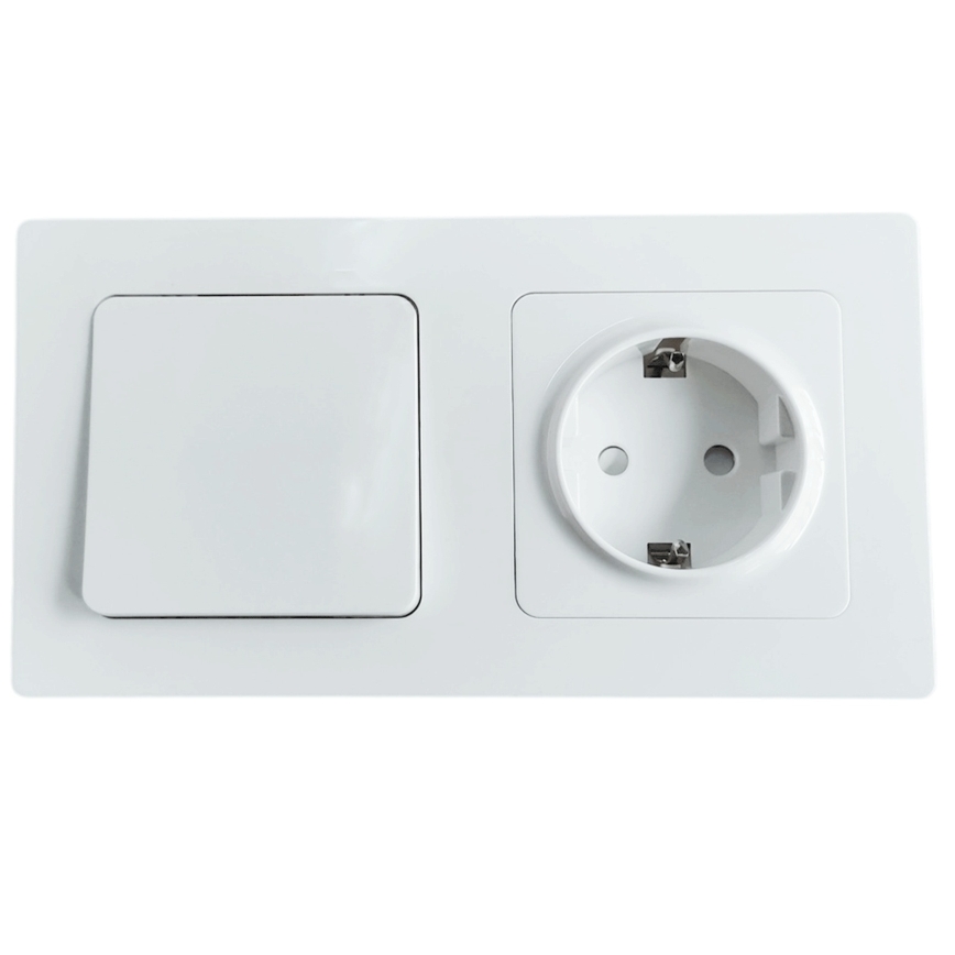 Aigostar - Μονός διακόπτης αρ. 1 και πρίζα SCHUKO 250V με λευκό πλαίσιο
