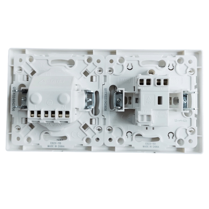 Aigostar - Μονός διακόπτης αρ. 1 και πρίζα SCHUKO 250V με λευκό πλαίσιο