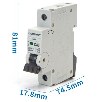 Aigostar - Μονοφασικός αυτόματος διακόπτης 1P-40A-C 230-400V