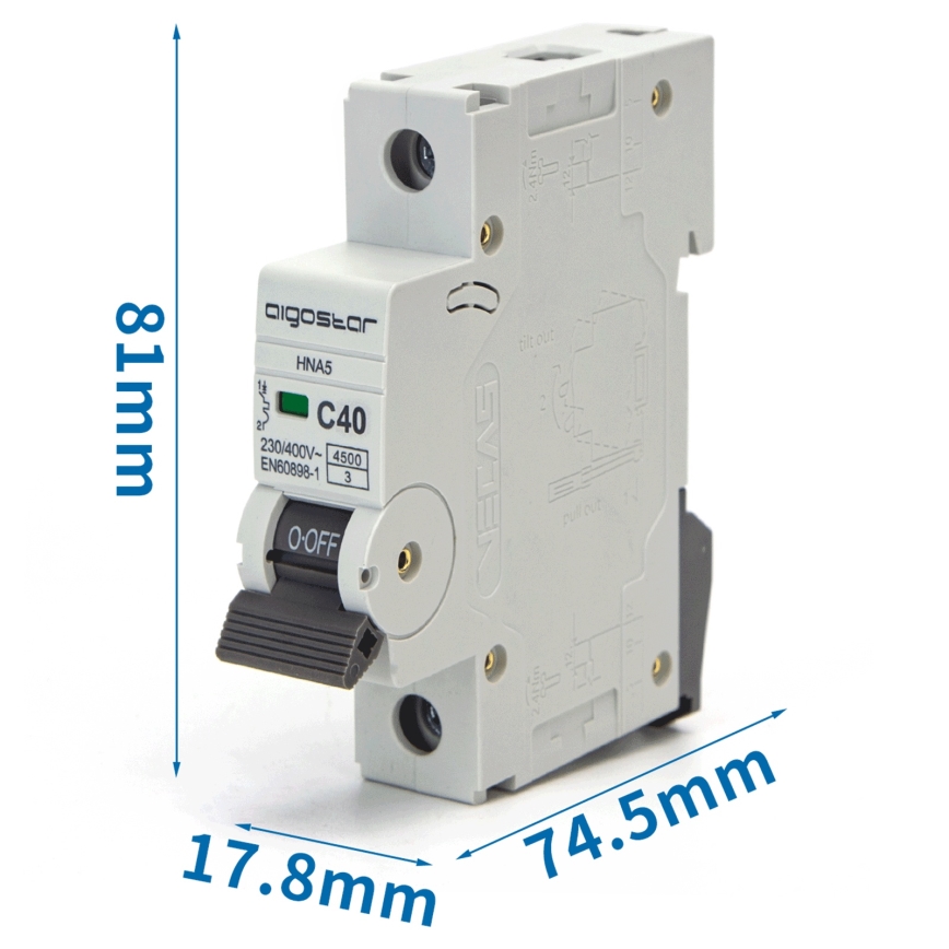 Aigostar - Μονοφασικός αυτόματος διακόπτης 1P-40A-C 230-400V
