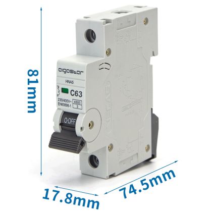 Aigostar - Μονοφασικός αυτόματος διακόπτης 1P-63A-C 230-400V