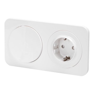 Aigostar - Μονοπολικός διακόπτης αρ. 1 και πρίζα SCHUKO 230V με λευκό πλαίσιο