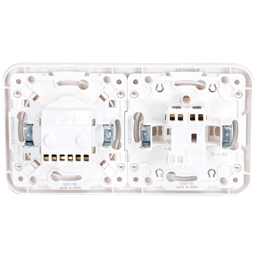 Aigostar - Μονοπολικός διακόπτης αρ. 1 και πρίζα SCHUKO 230V με λευκό πλαίσιο