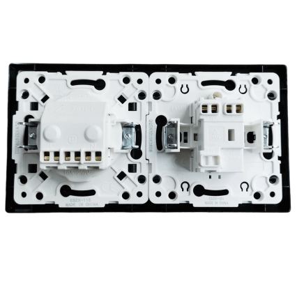 Aigostar - Μονοπολικός διακόπτης αρ. 1 και πρίζα SCHUKO 230V με μαύρο πλαίσιο
