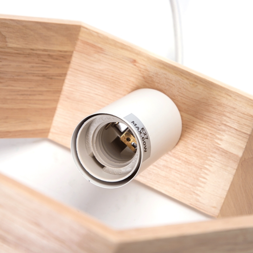 Aigostar - Ξύλινο κρεμαστό φωτιστικό με καλώδιο, 1xE27/60W/230V, από πεύκο