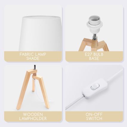 Aigostar - Ξύλινο επιτραπέζιο φωτιστικό 1xE27/60W/230V από πεύκο