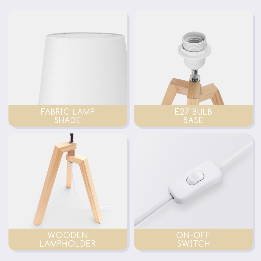 Aigostar - Ξύλινο επιτραπέζιο φωτιστικό 1xE27/60W/230V από πεύκο